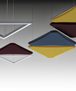 Panneau acoustique suspendu plafond éclairage intégré forme triangulaire - osmoz-mobilier.com