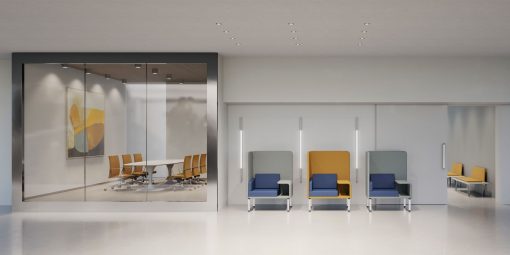 alcôve et salle de réunion avec fauteuil de travail et table de réunion - osmoz mobilier & aménagement de bureau